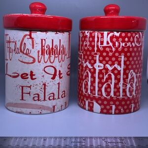 Red and White Holiday Canisters